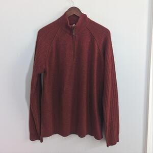 Men's Transcript 100% Cashmere Burnt Orange Half-Zip Sweater Large